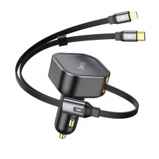 Hoco NZ13 30W Type-C + Lightning Telescopic Cable(Black) Автомобильное зарядное устройство